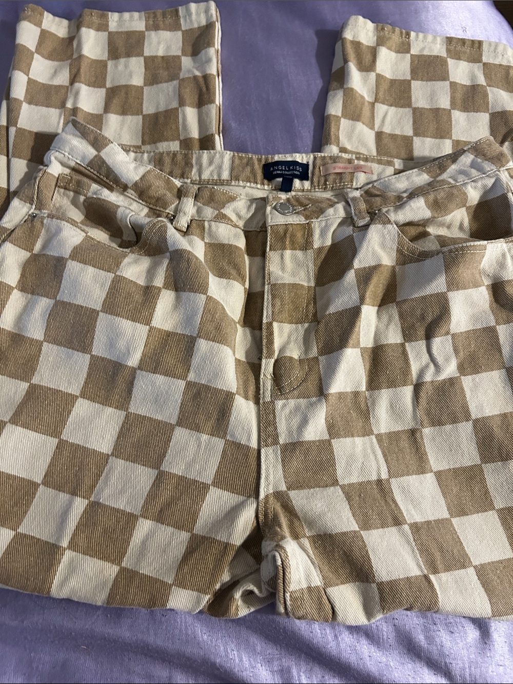 Angel Kiss Brown & Cream Checkered Corduroy Men’s Pants